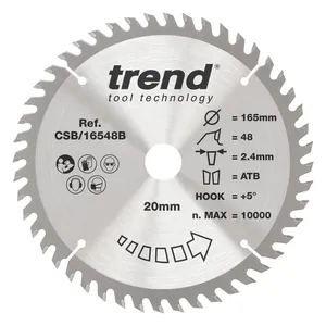 Trend Trä- Cirkelsågsklinga 165mm x 20mm x 48T