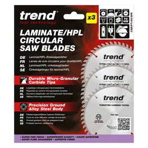 Trend laminat/HPL- Cirkelsågsklinga 165mm x 20mm x 48T, 3 x CSB/PT16548 Set