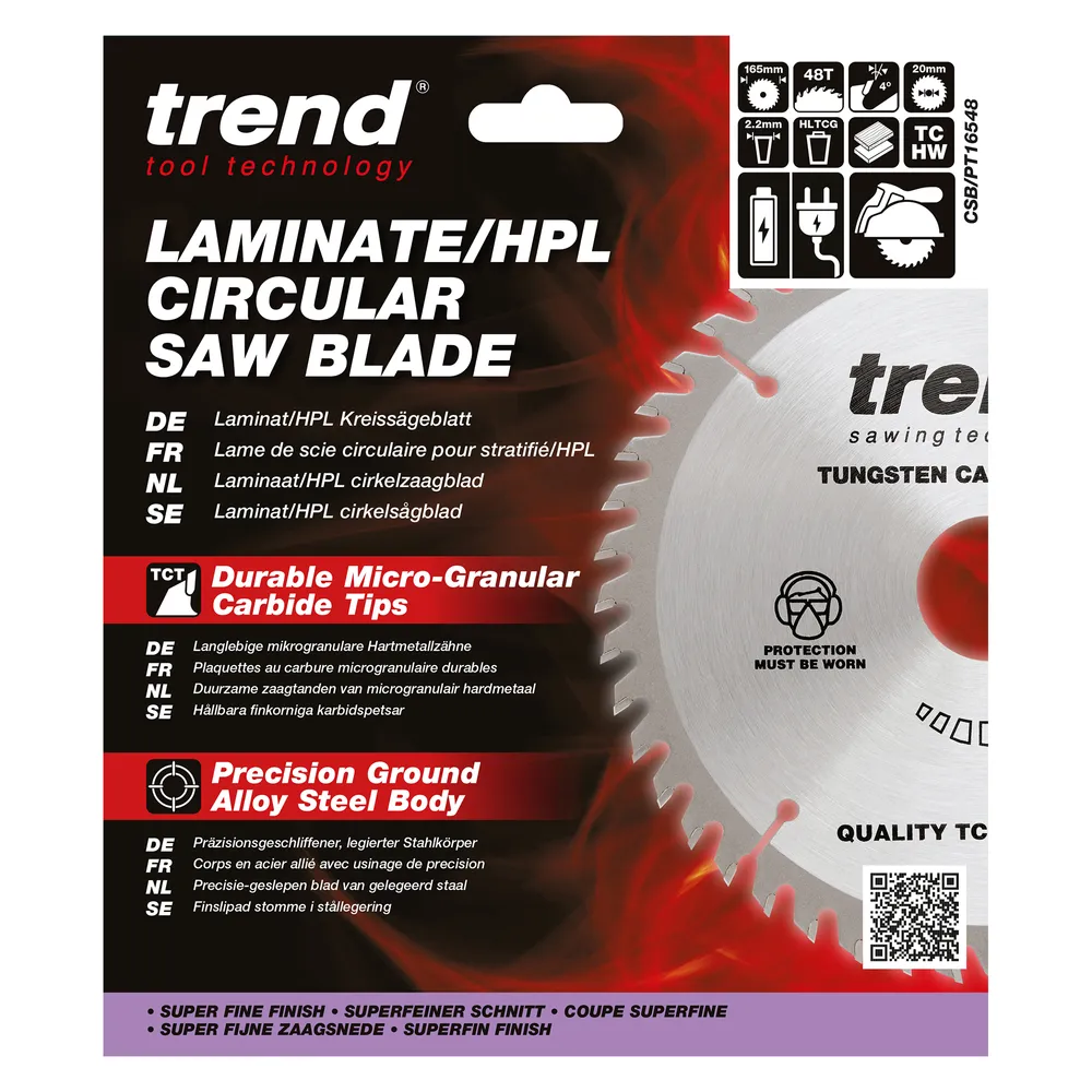 Trend laminat/HPL- Cirkelsågsklinga 165mm x 20mm x 48T