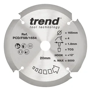 Trend PCD Fibercement- Cirkelsågsklinga 165mm x 20mm x 4T
