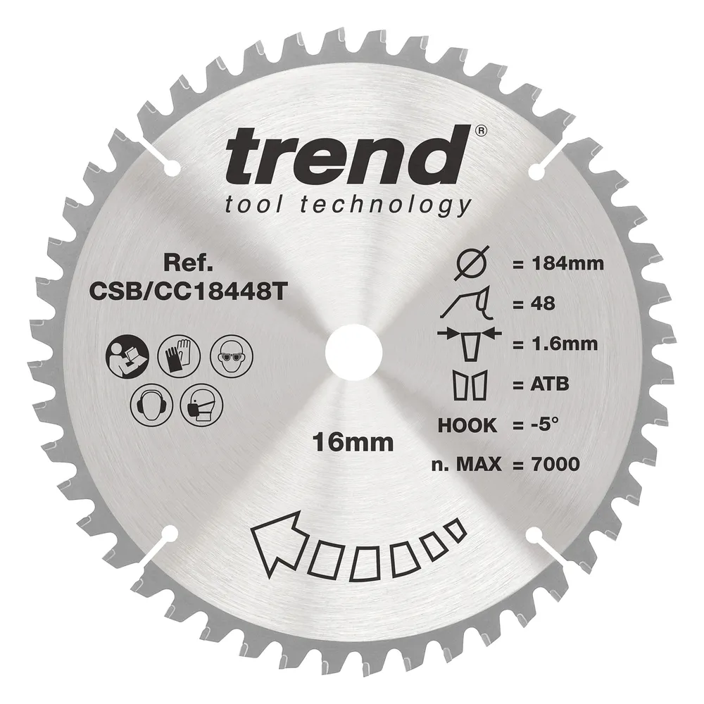 Trend Trä- Batteri- Kap & Gersåg- Sågklinga 184mm x 16mm x 48T
