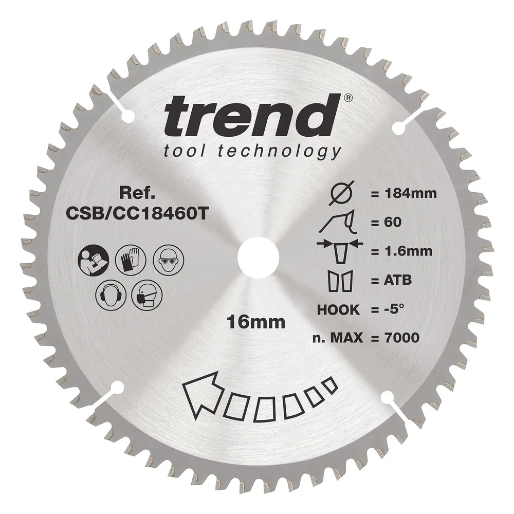Trend Trä- Batteri- Kap & Gersåg- Sågklinga 184mm x 16mm x 60T