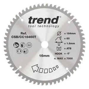 Trend Trä- Batteri- Kap & Gersåg- Sågklinga 184mm x 16mm x 60T