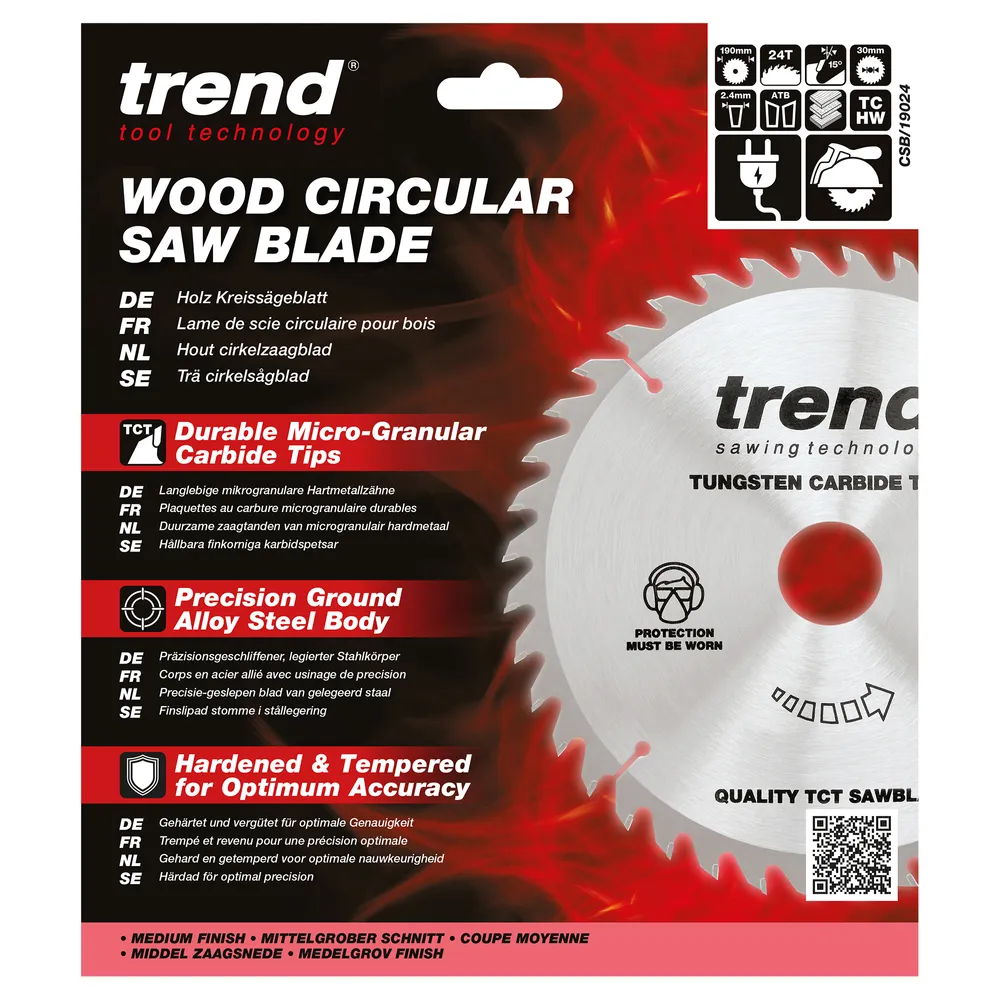 Trend Trä- Cirkelsågsklinga 190mm x 30mm x 24T