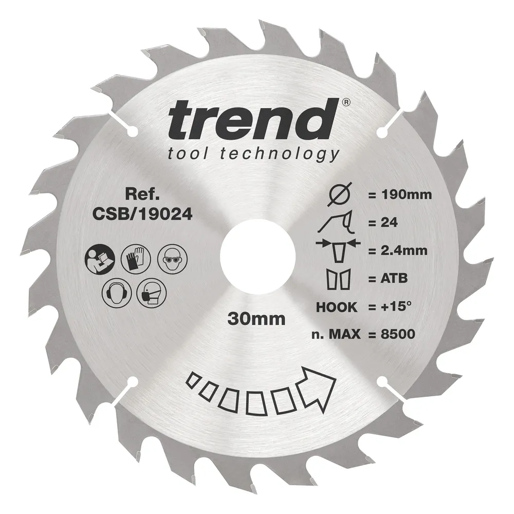 Trend Trä- Cirkelsågsklinga 190mm x 30mm x 24T