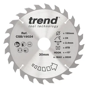 Trend Trä- Cirkelsågsklinga 190mm x 30mm x 24T
