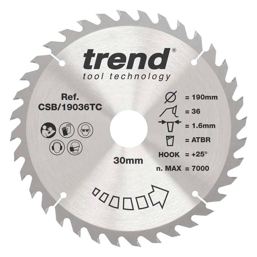 Trend Trä- Batteri- ATBR Cirkelsågsklinga 190mm x 30mm x 36T