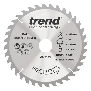 Trend Trä- Batteri- ATBR Cirkelsågsklinga 190mm x 30mm x 36T