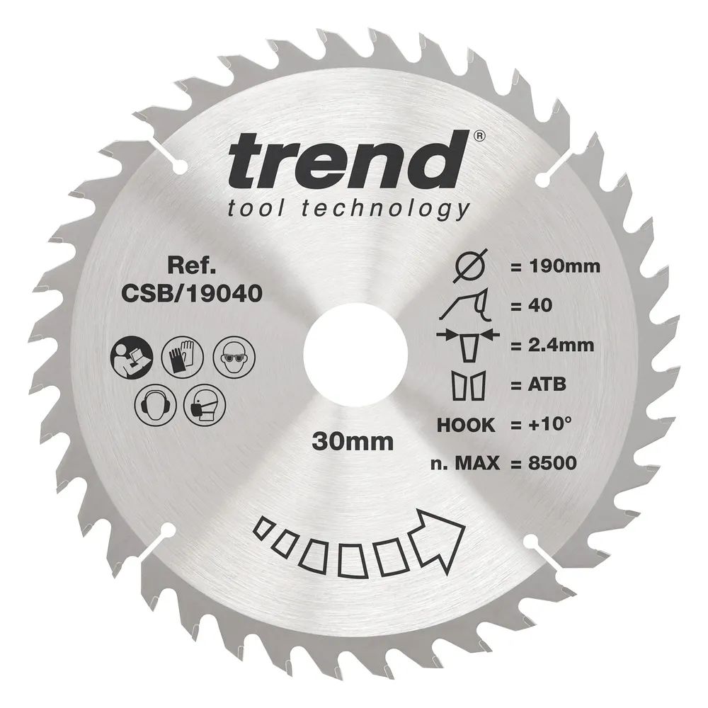 Trend Trä- Cirkelsågsklinga 190mm x 30mm x 40T
