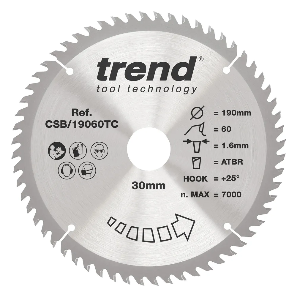 Trend Trä- Batteri- ATBR Cirkelsågsklinga 190mm x 30mm x 60T