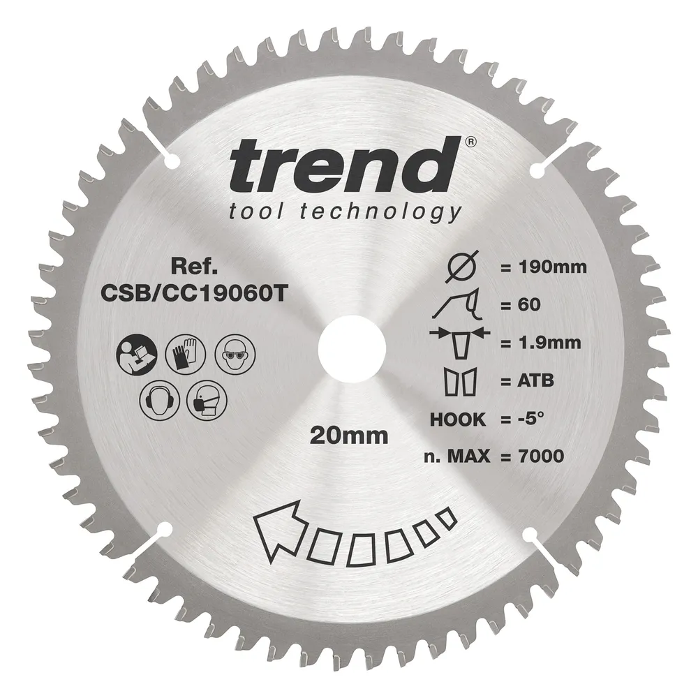 Trend Trä- Batteri- Kap & Gersåg- Sågklinga 190mm x 20mm x 60T