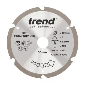Trend PCD Fibercement- Cirkelsågsklinga 190mm x 30mm x 6T