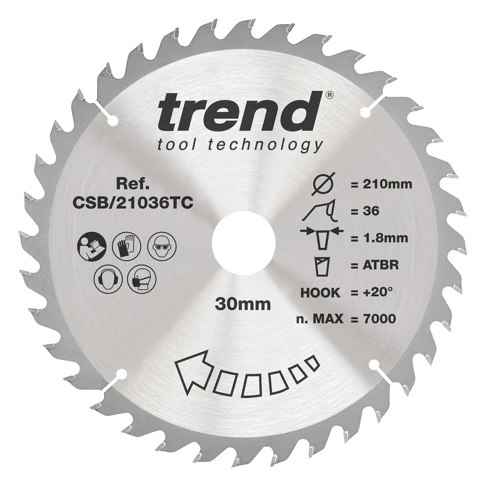Trend Trä- Batteri- ATBR Cirkelsågsklinga 210mm x 30mm x 36T