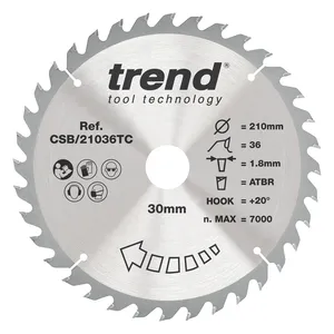 Trend Trä- Batteri- ATBR Cirkelsågsklinga 210mm x 30mm x 36T