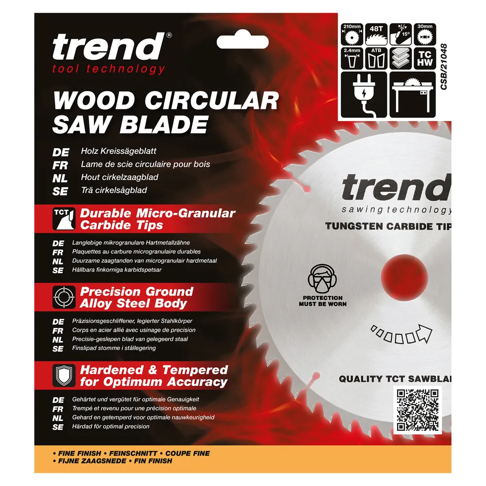 Trend Trä- Cirkelsågsklinga 210mm x 30mm x 48T