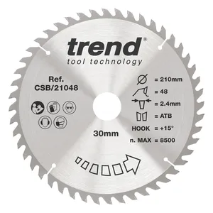 Trend Trä- Cirkelsågsklinga 210mm x 30mm x 48T