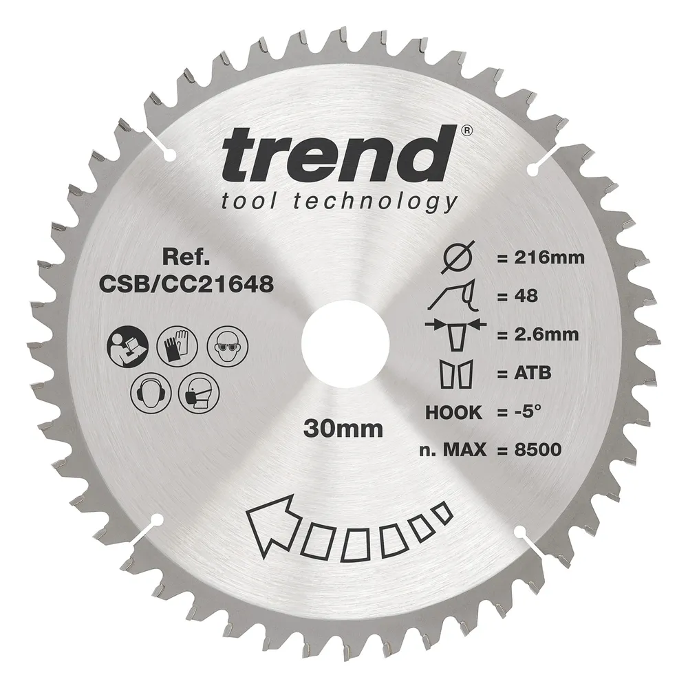 Trend Trä- Kap & Gersåg- Sågklinga 216mm x 30mm x 48T