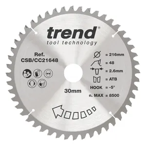 Trend Trä- Kap & Gersåg- Sågklinga 216mm x 30mm x 48T