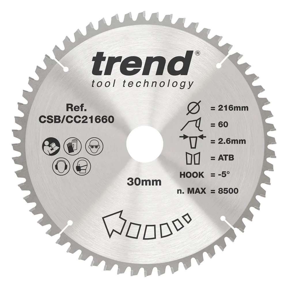 Trend Trä- Kap & Gersåg- Sågklinga 216mm x 30mm x 60T