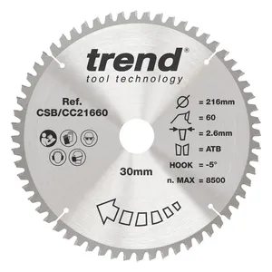Trend Trä- Kap & Gersåg- Sågklinga 216mm x 30mm x 60T
