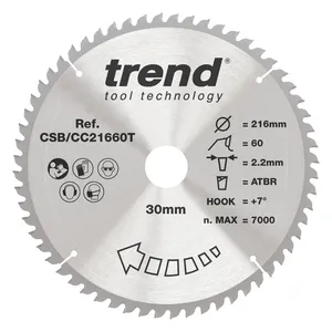 Trend Trä- Batteri- ATBR Kap & Gersåg- Sågklinga 216mm x 30mm x 60T