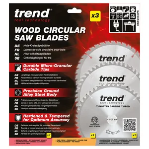 Trend Trä- Cirkelsågsklinga 250mm x 30mm x 48/60/84T, 1 x CSB/25048, 1 x CSB/25060, 1 x CSB/AP25084 Set
