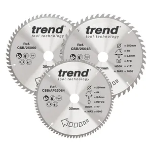 Trend Trä- Cirkelsågsklinga 250mm x 30mm x 48/60/84T, 1 x CSB/25048, 1 x CSB/25060, 1 x CSB/AP25084 Set