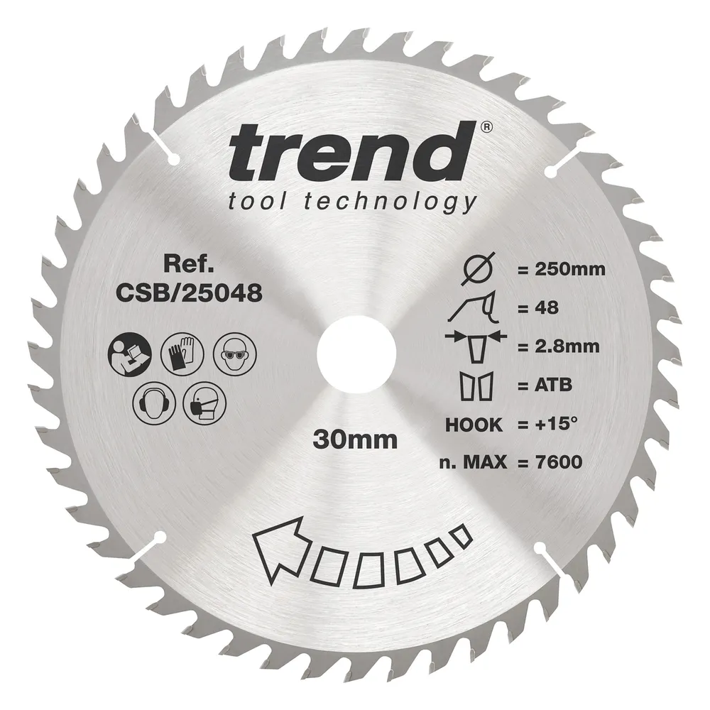 Trend Trä- Cirkelsågsklinga 250mm x 30mm x 48T