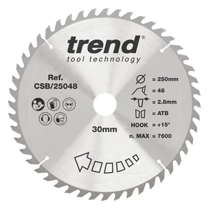 Trend Trä- Cirkelsågsklinga 250mm x 30mm x 48T