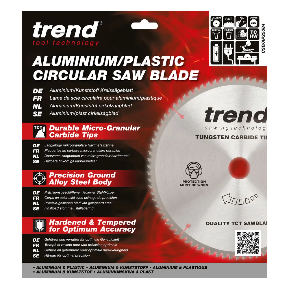 Trend Alu/Plast-Cirkelsågsklinga- 250mm x 30mm x 84T