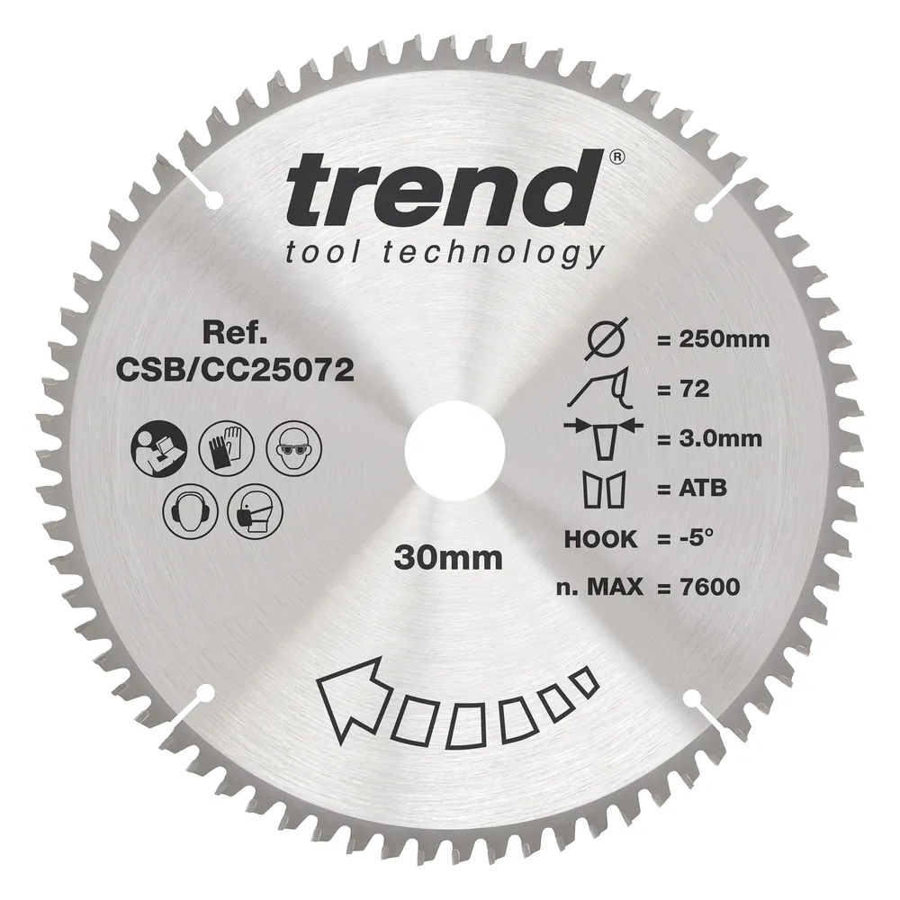 Trend Trä- Kap & Gersåg- Sågklinga 250mm x 30mm x 72T