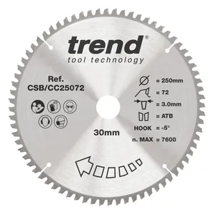 Trend Trä- Kap & Gersåg- Sågklinga 250mm x 30mm x 72T