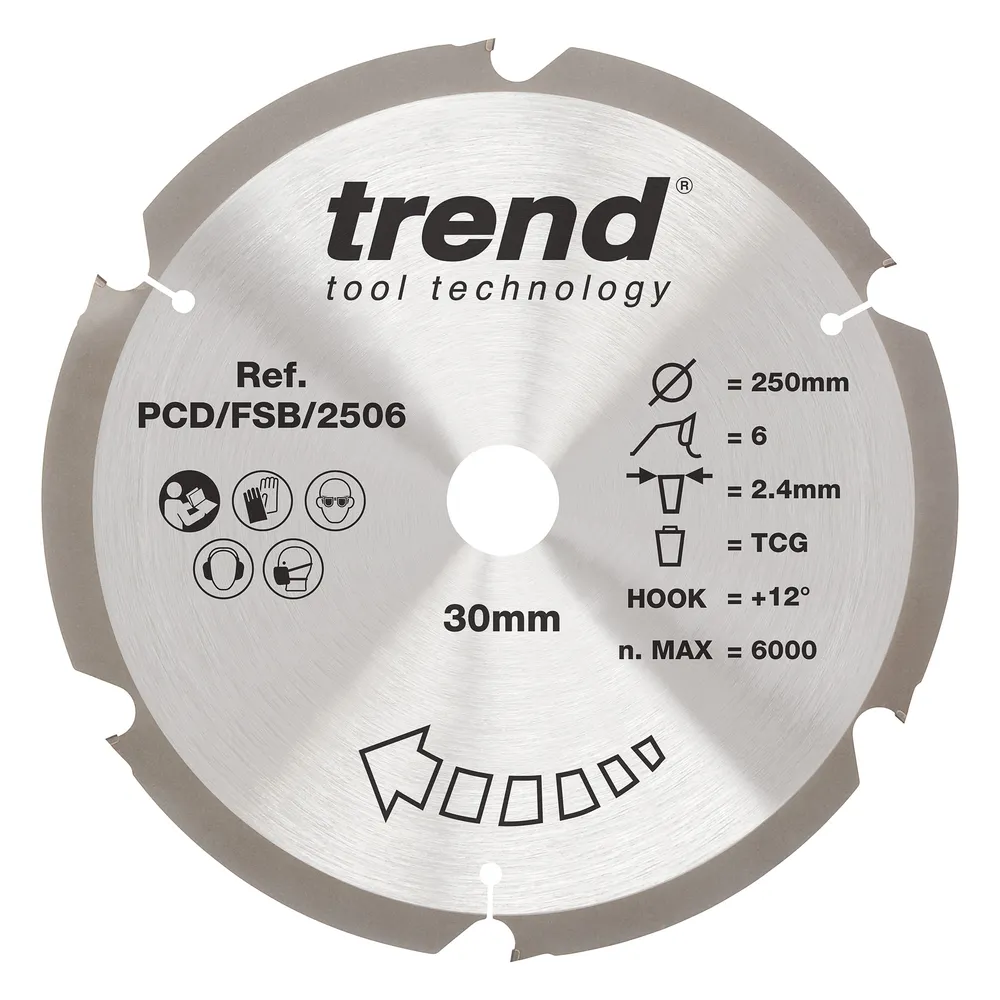 Trend PCD Fibercement- Cirkelsågsklinga 250mm x 30mm x 6T