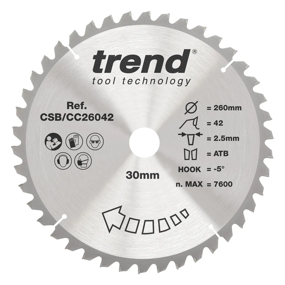 Trend Trä- Kap & Gersåg- Sågklinga 260mm x 30mm x 42T