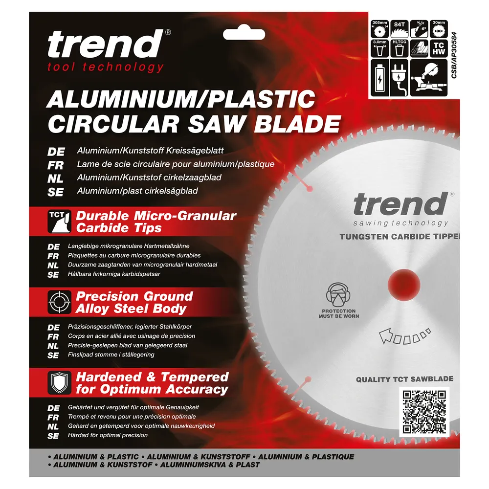 Trend Alu/Plast-Cirkelsågsklinga- 305mm x 30mm x 84T