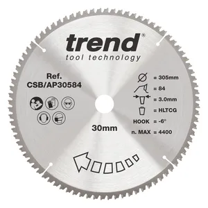 Trend Alu/Plast-Cirkelsågsklinga- 305mm x 30mm x 84T