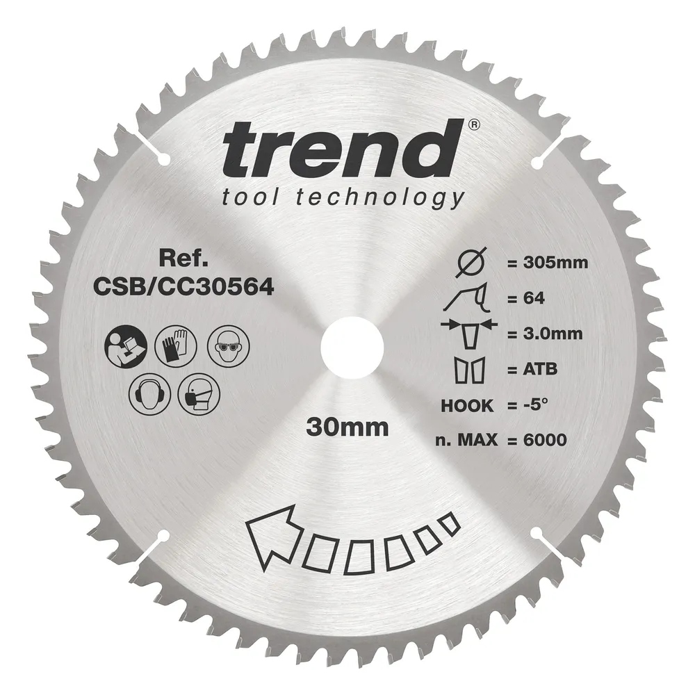 Trend Trä- Kap & Gersåg- Sågklinga 305mm x 30mm x 64T