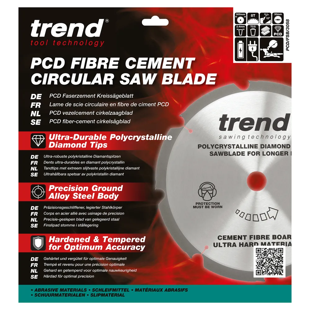 Trend PCD Fibercement- Cirkelsågsklinga 305mm x 30mm x 8T