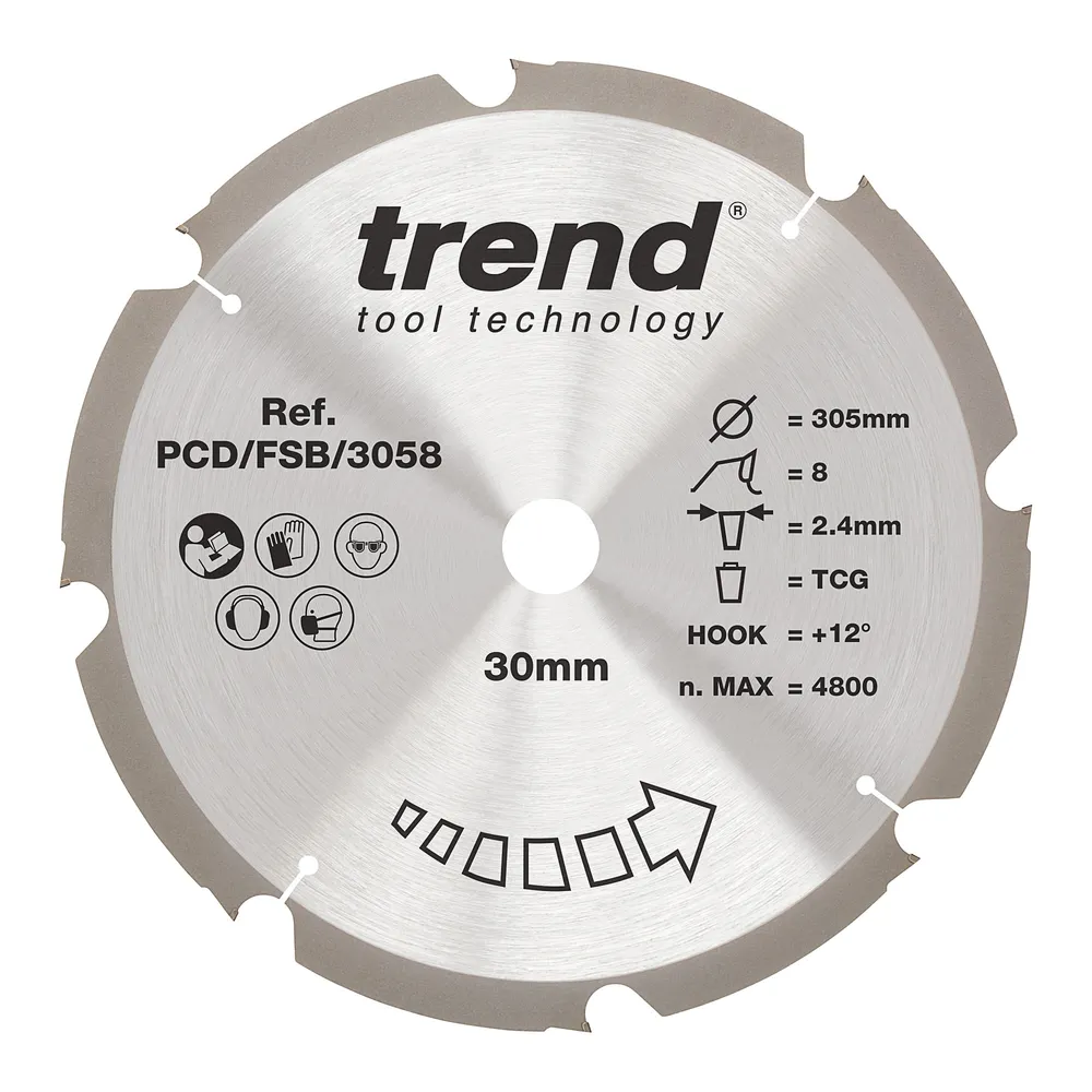 Trend PCD Fibercement- Cirkelsågsklinga 305mm x 30mm x 8T