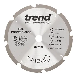 Trend PCD Fibercement- Cirkelsågsklinga 305mm x 30mm x 8T