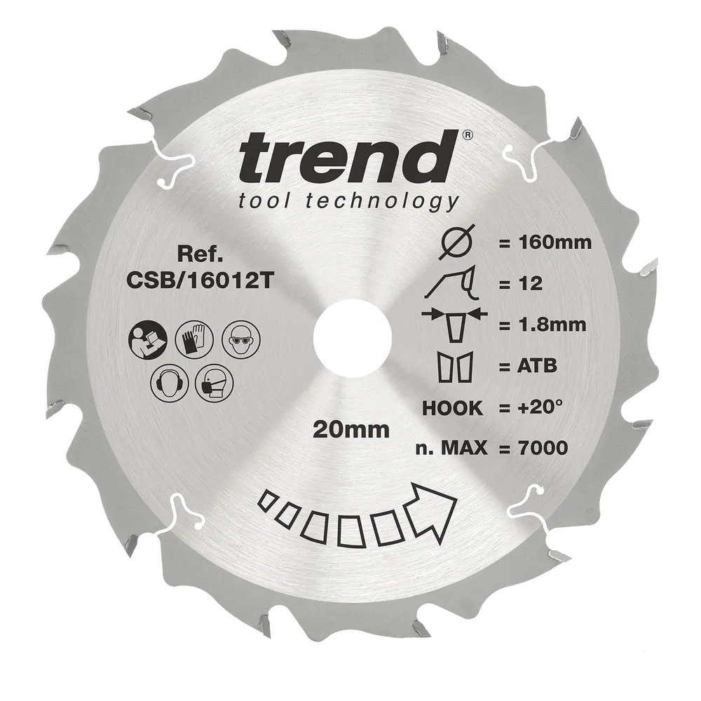 Trend Trä- Batteri- Cirkelsågsklinga 160mm x 20mm x 12T
