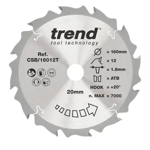 Trend Trä- Batteri- Cirkelsågsklinga 160mm x 20mm x 12T
