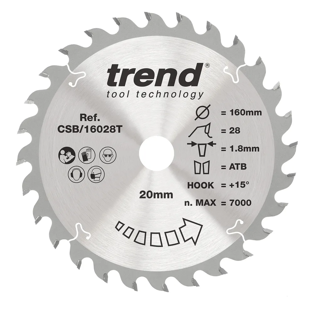 Trend Trä- Batteri- Cirkelsågsklinga 160mm x 20mm x 28T