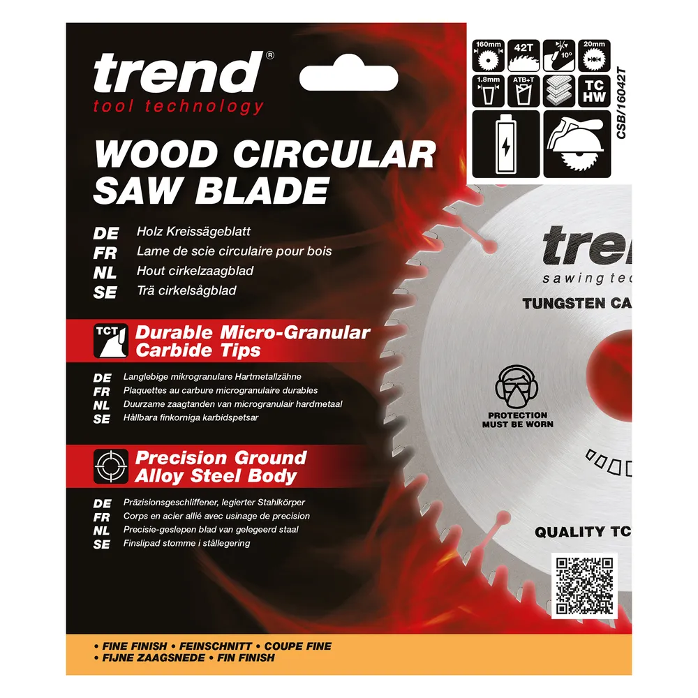 Trend Trä- Batteri- Cirkelsågsklinga 160mm x 20mm x 42T