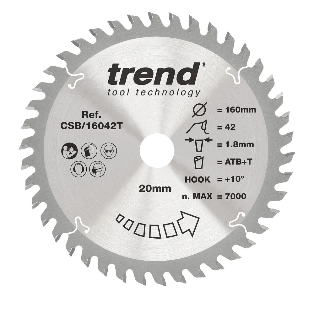 Trend Trä- Batteri- Cirkelsågsklinga 160mm x 20mm x 42T