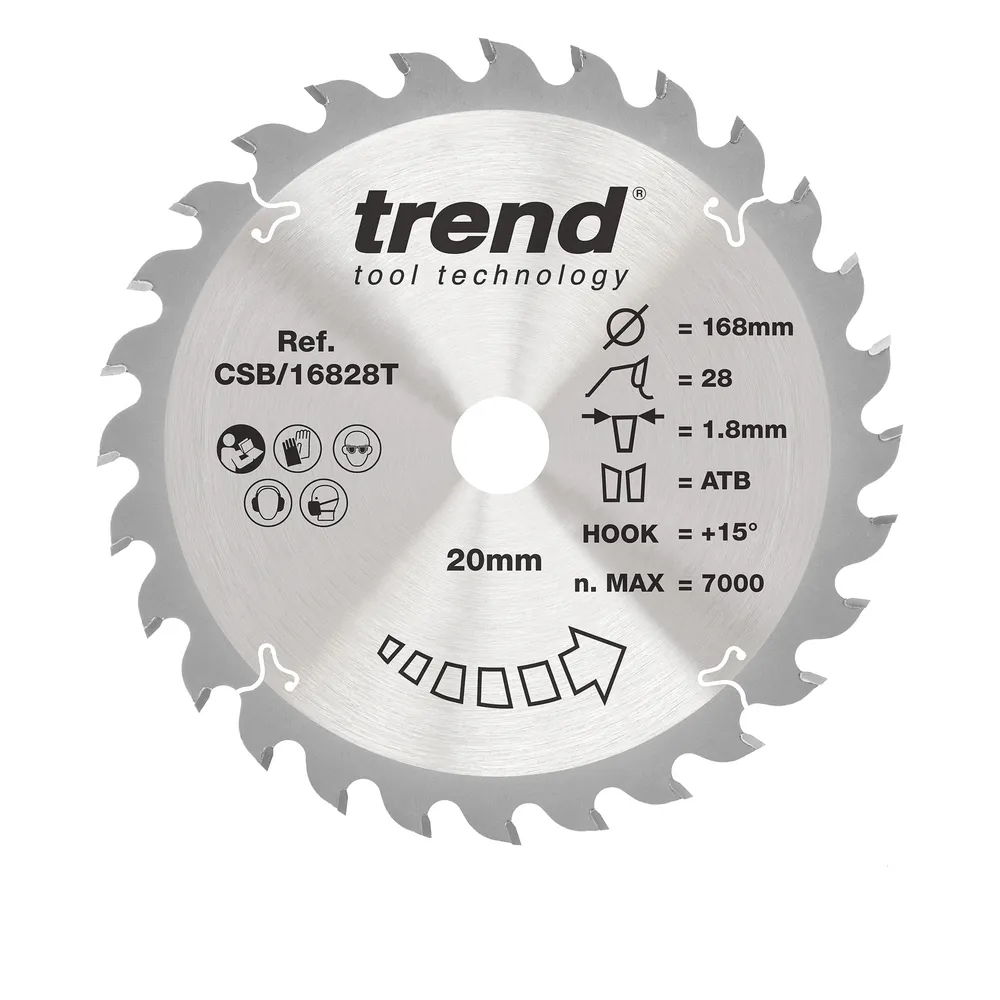 Trend Trä- Batteri- Cirkelsågsklinga 168mm x 20mm x 28T