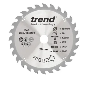 Trend Trä- Batteri- Cirkelsågsklinga 168mm x 20mm x 28T