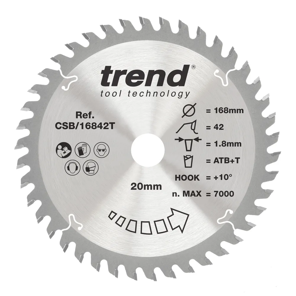 Trend Trä- Batteri- Cirkelsågsklinga 168mm x 20mm x 42T