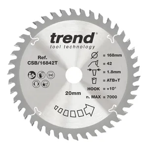 Trend Trä- Batteri- Cirkelsågsklinga 168mm x 20mm x 42T