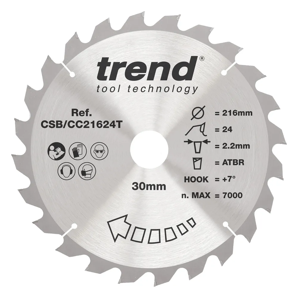 Trend Trä- Batteri- ATBR Kap & Gersåg- Sågklinga 216mm x 30mm x 24T